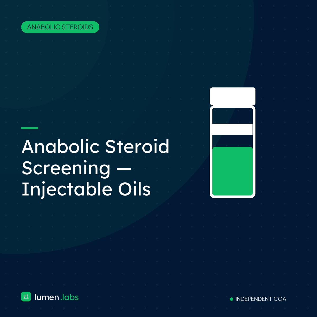 Anabolic Steroid Screening — Injectable Oils | Lumen Labs Philippines branded product card