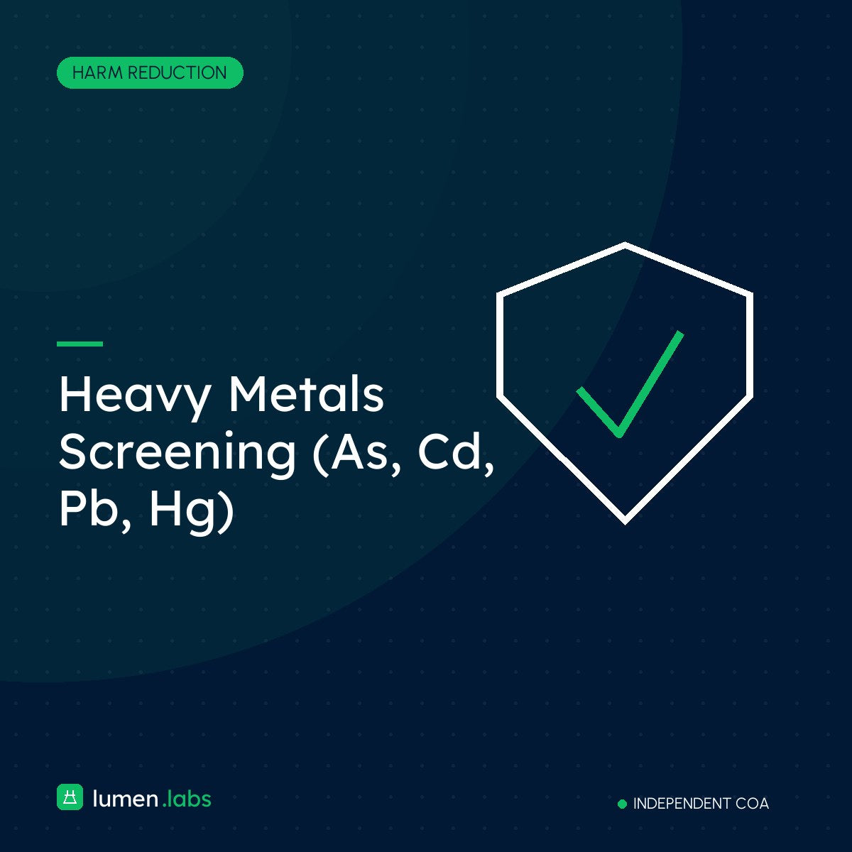 Heavy Metals Screening (As, Cd, Pb, Hg) | Lumen Labs Philippines branded product card